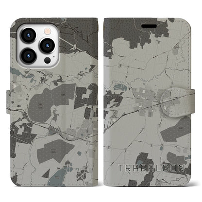 【トララルゴン（オーストラリア）】地図柄iPhoneケース（手帳タイプ）モノトーン・iPhone 13 Pro 用