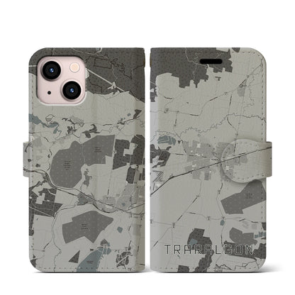 【トララルゴン（オーストラリア）】地図柄iPhoneケース（手帳タイプ）モノトーン・iPhone 13 mini 用