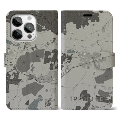 【トララルゴン（オーストラリア）】地図柄iPhoneケース（手帳タイプ）モノトーン・iPhone 14 Pro 用