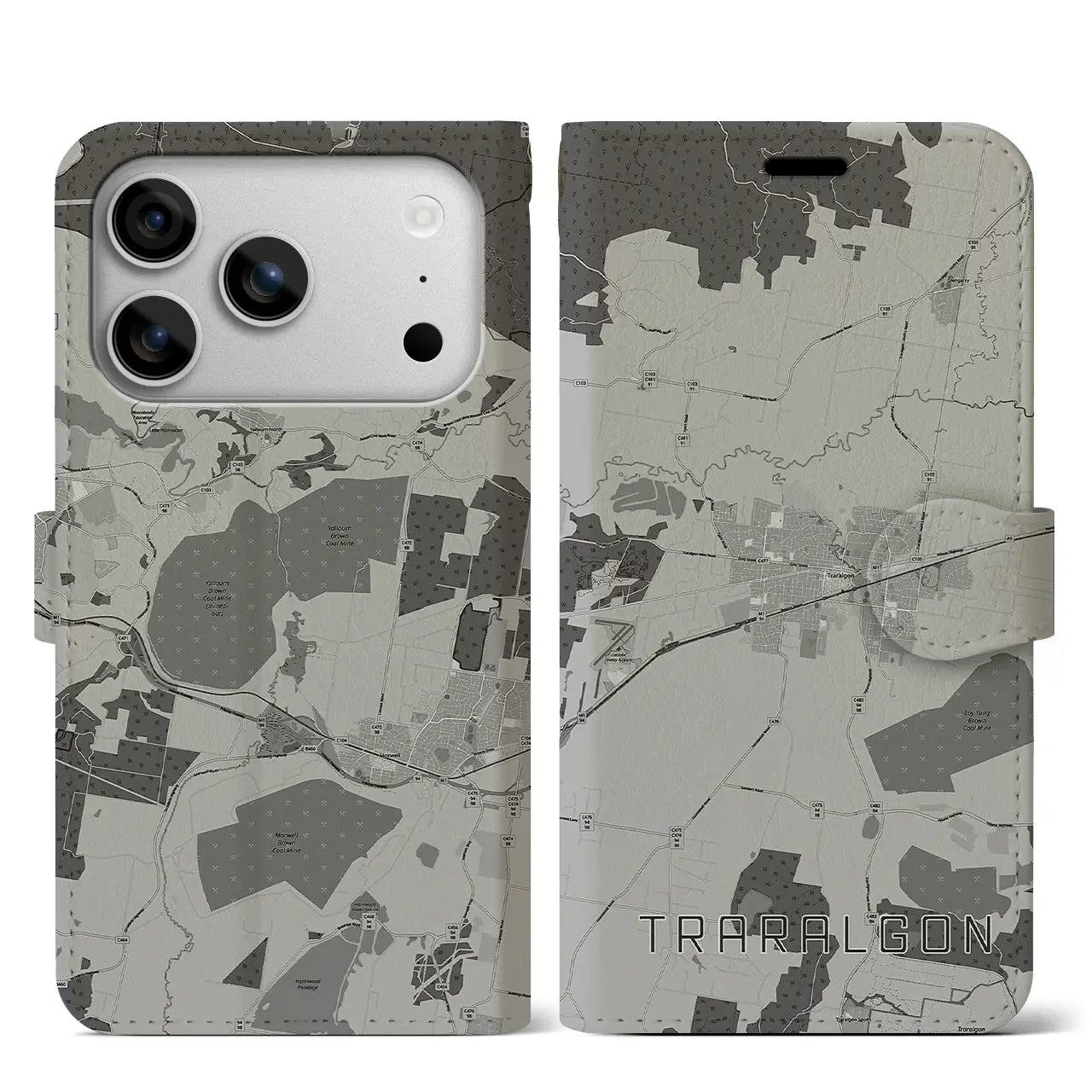 【トララルゴン（オーストラリア）】地図柄iPhoneケース（手帳タイプ）