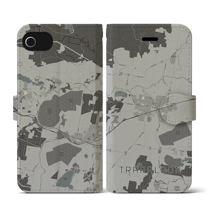 【トララルゴン（オーストラリア）】地図柄iPhoneケース（手帳タイプ）モノトーン・iPhone SE（第3 / 第2世代） / 8 / 7 / 6s / 6 用