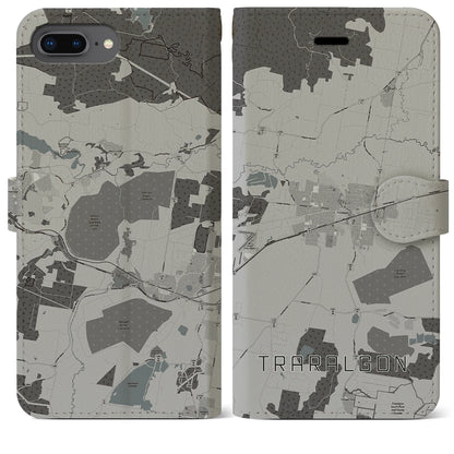 【トララルゴン（オーストラリア）】地図柄iPhoneケース（手帳タイプ）モノトーン・iPhone 8Plus /7Plus / 6sPlus / 6Plus 用