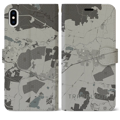【トララルゴン（オーストラリア）】地図柄iPhoneケース（手帳タイプ）モノトーン・iPhone XS Max 用
