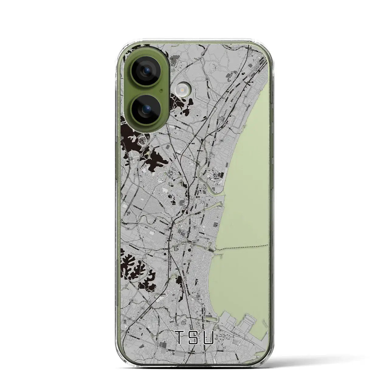 【津（三重県）】地図柄iPhoneケース（クリアタイプ）
