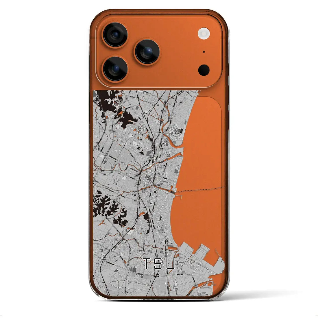 【津(三重県)】地図柄iPhoneケース(クリアタイプ)モノトーン・iPhone 17 Pro Max 用