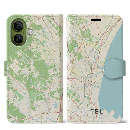 【津（三重県）】地図柄iPhoneケース（手帳タイプ）