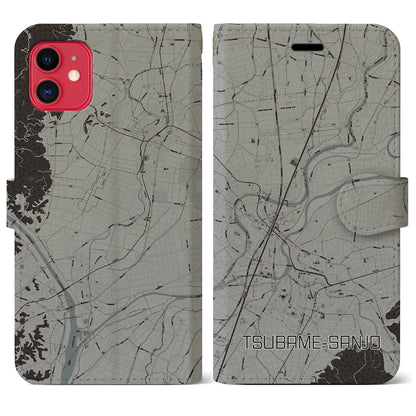 【燕三条（新潟県）】地図柄iPhoneケース（手帳タイプ）モノトーン・iPhone 11 用