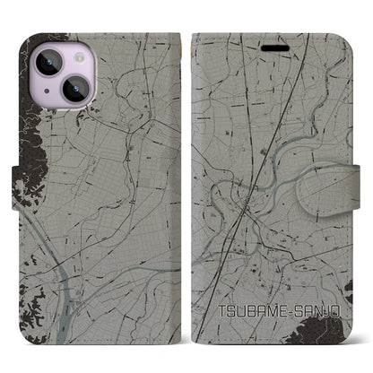 【燕三条（新潟県）】地図柄iPhoneケース（手帳タイプ）モノトーン・iPhone 14 用