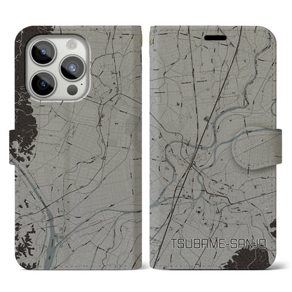 【燕三条（新潟県）】地図柄iPhoneケース（手帳タイプ）モノトーン・iPhone 15 Pro 用