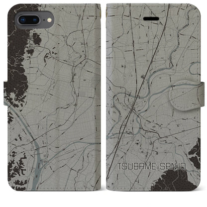 【燕三条（新潟県）】地図柄iPhoneケース（手帳タイプ）モノトーン・iPhone 8Plus /7Plus / 6sPlus / 6Plus 用