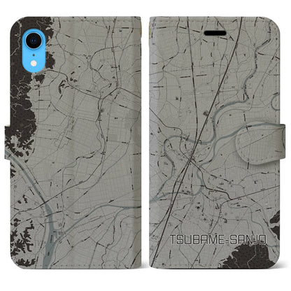 【燕三条（新潟県）】地図柄iPhoneケース（手帳タイプ）モノトーン・iPhone XR 用