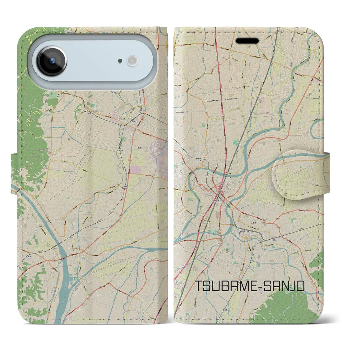 【燕三条(新潟県)】地図柄iPhoneケース(手帳タイプ)モノトーン・iPhone 17 Pro Max 用