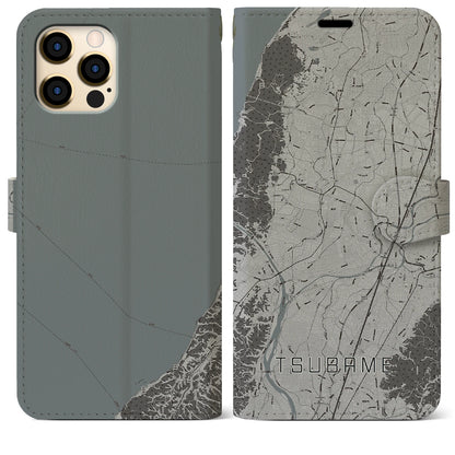 【燕（新潟県）】地図柄iPhoneケース（手帳タイプ）モノトーン・iPhone 12 Pro Max 用