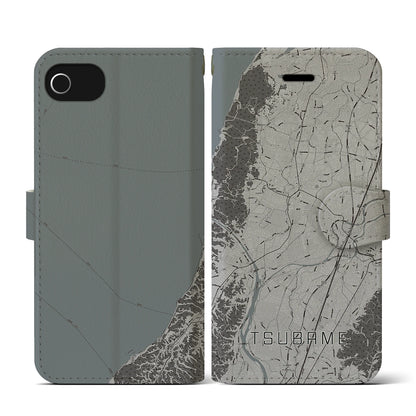 【燕（新潟県）】地図柄iPhoneケース（手帳タイプ）モノトーン・iPhone SE（第3 / 第2世代） / 8 / 7 / 6s / 6 用