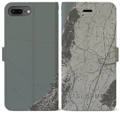 【燕（新潟県）】地図柄iPhoneケース（手帳タイプ）モノトーン・iPhone 8Plus /7Plus / 6sPlus / 6Plus 用