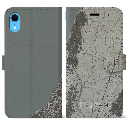 【燕（新潟県）】地図柄iPhoneケース（手帳タイプ）モノトーン・iPhone XR 用