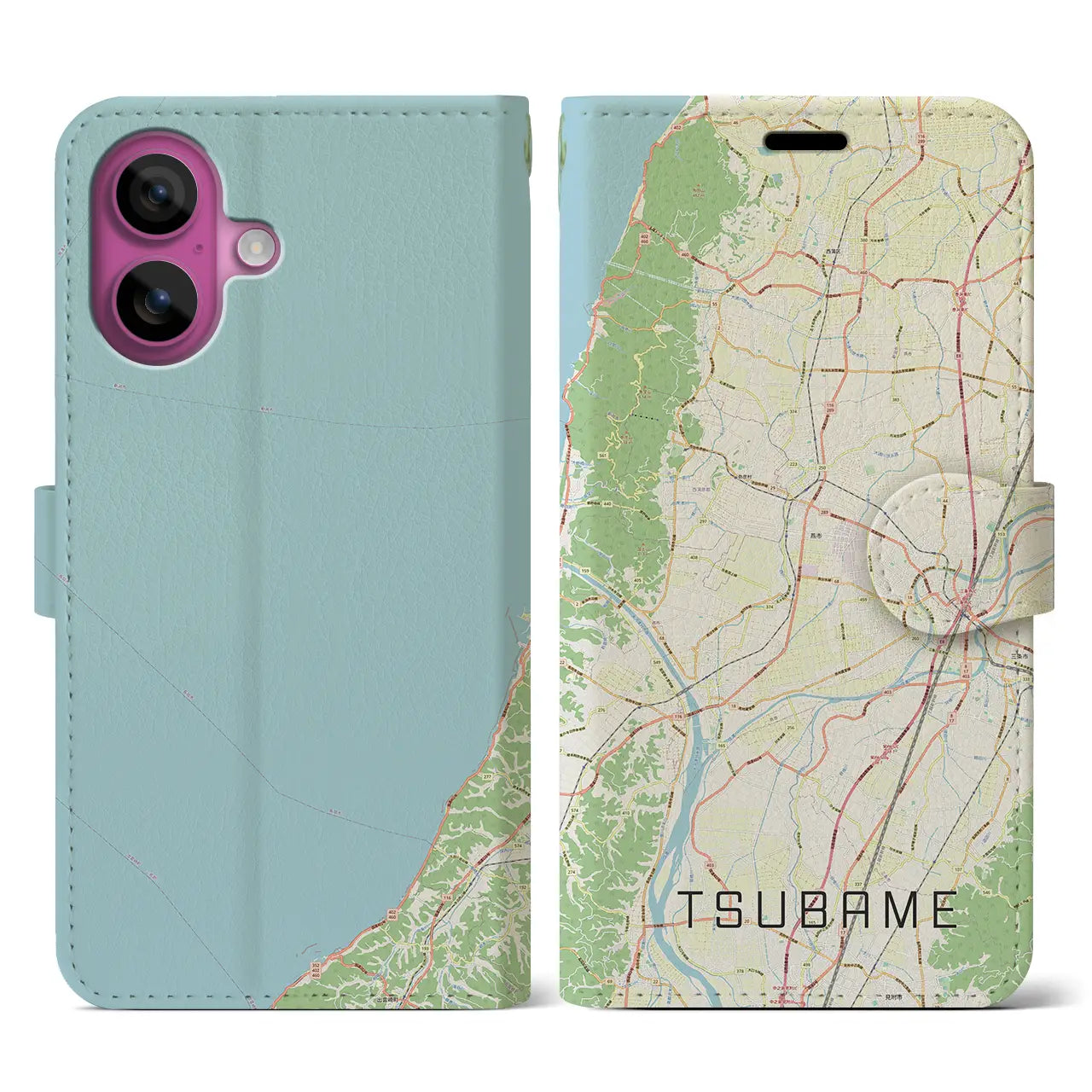 【燕（新潟県）】地図柄iPhoneケース（手帳タイプ）ナチュラル・iPhone 16 Pro 用