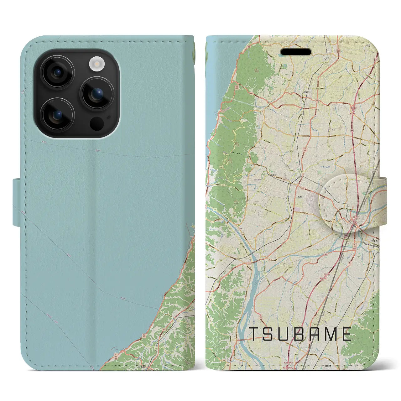 【燕（新潟県）】地図柄iPhoneケース（手帳タイプ）ナチュラル・iPhone 16 用