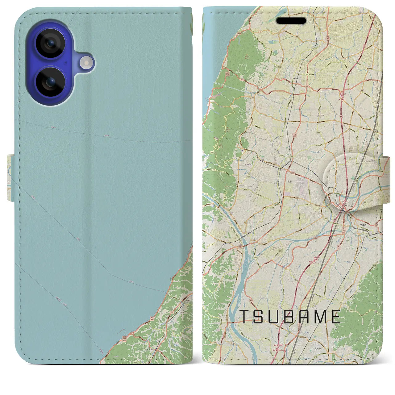 【燕（新潟県）】地図柄iPhoneケース（手帳タイプ）ナチュラル・iPhone 16 Pro Max 用