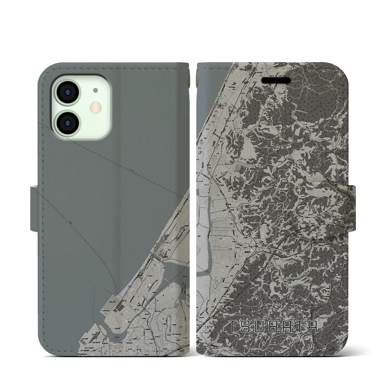 【津幡（石川県）】地図柄iPhoneケース（手帳タイプ）