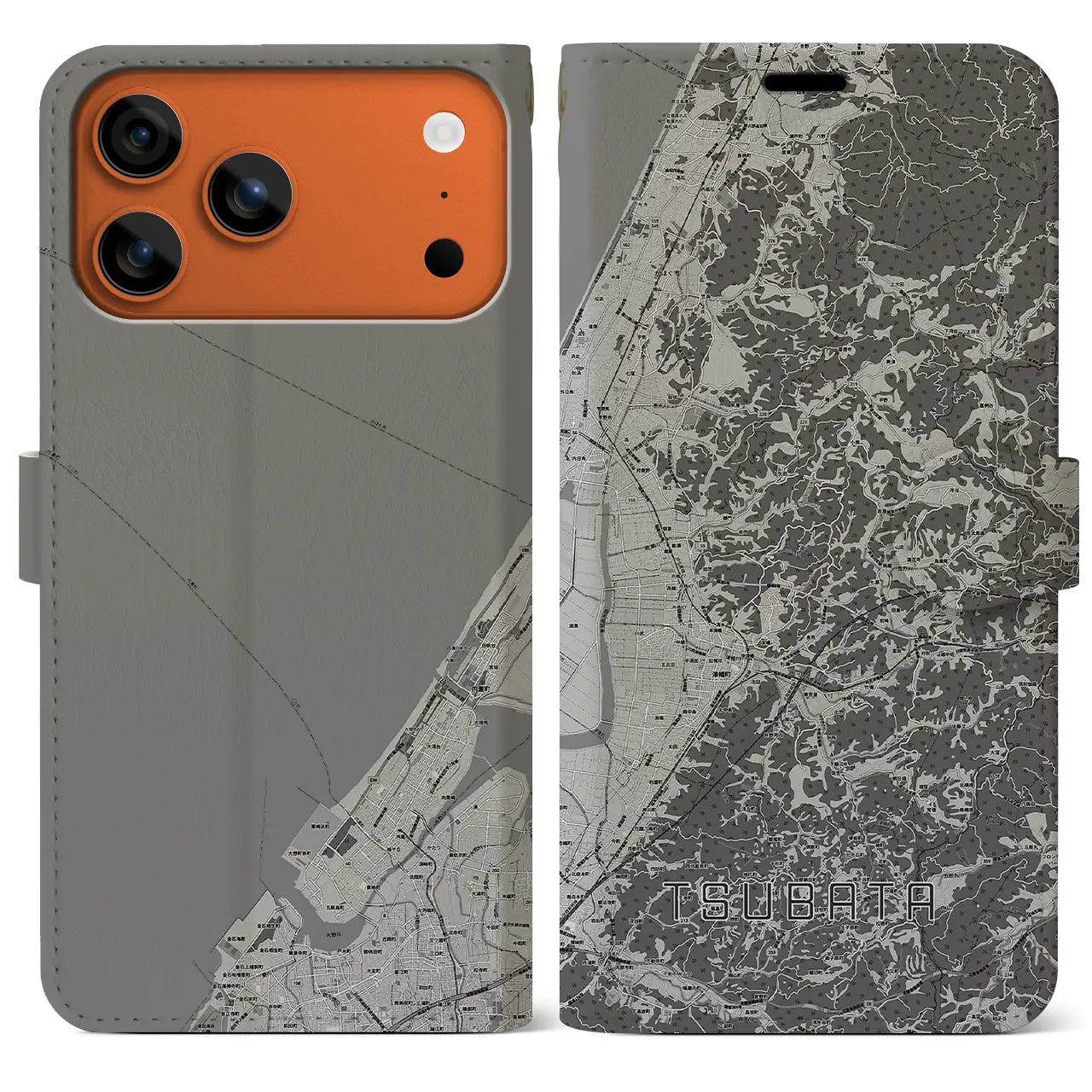 【津幡（石川県）】地図柄iPhoneケース（手帳タイプ）