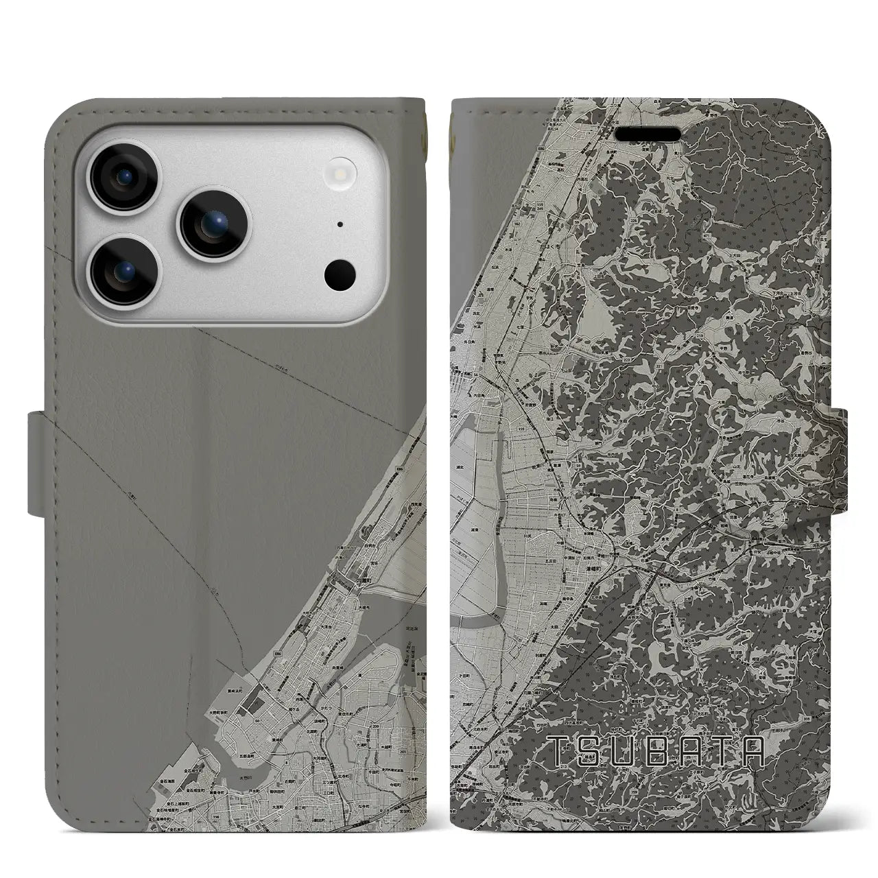 【津幡（石川県）】地図柄iPhoneケース（手帳タイプ）