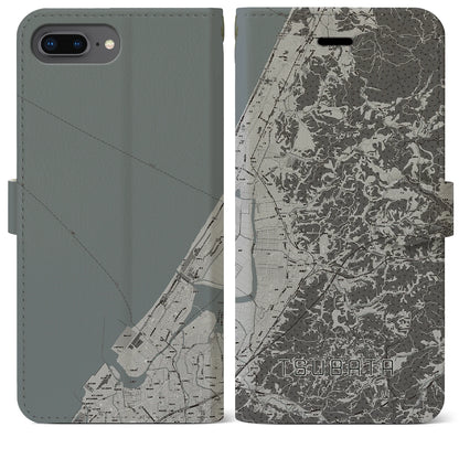 【津幡（石川県）】地図柄iPhoneケース（手帳タイプ）モノトーン・iPhone 8Plus /7Plus / 6sPlus / 6Plus 用