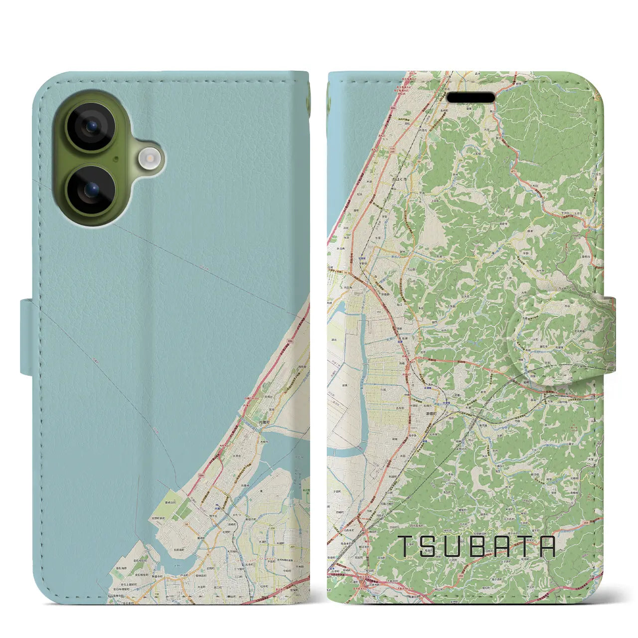 【津幡（石川県）】地図柄iPhoneケース（手帳タイプ）