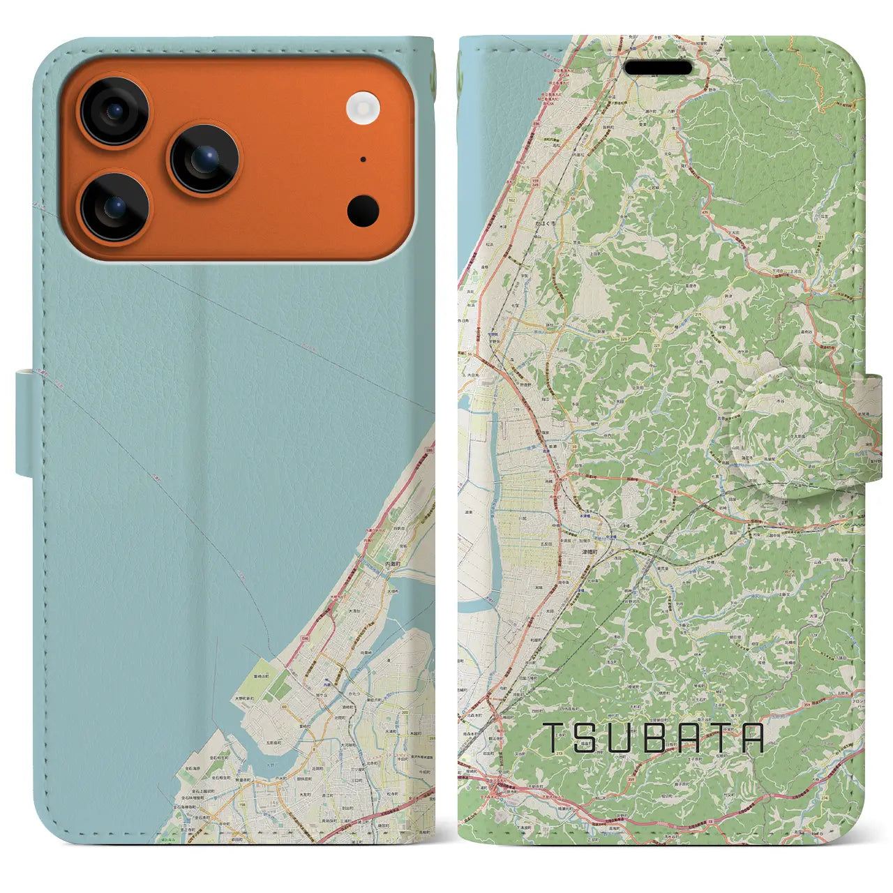 【津幡（石川県）】地図柄iPhoneケース（手帳タイプ）