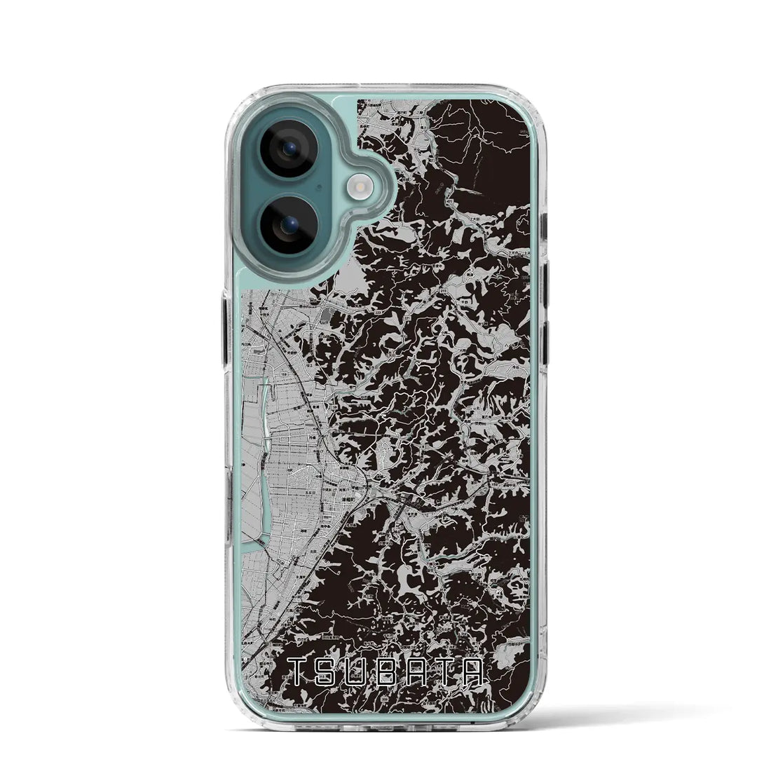 【津幡(石川県)】地図柄iPhoneケース(MagSafeタイプ)モノトーン・iPhone 16 Pro 用