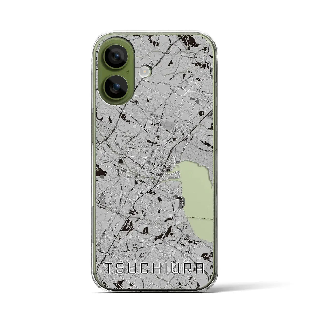 【土浦（茨城県）】地図柄iPhoneケース（クリアタイプ）モノトーン・iPhone 17 Pro Max 用