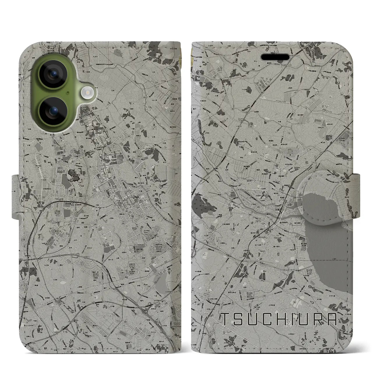 【土浦（茨城県）】地図柄iPhoneケース（手帳タイプ）