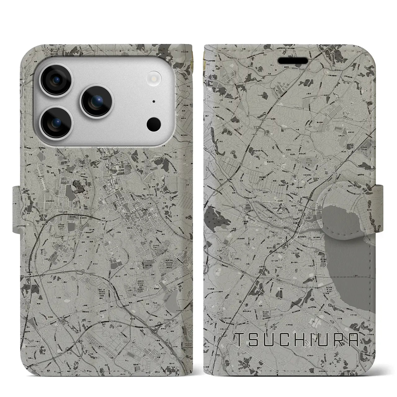 【土浦（茨城県）】地図柄iPhoneケース（手帳タイプ）