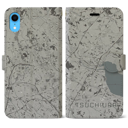 【土浦（茨城県）】地図柄iPhoneケース（手帳タイプ）モノトーン・iPhone XR 用
