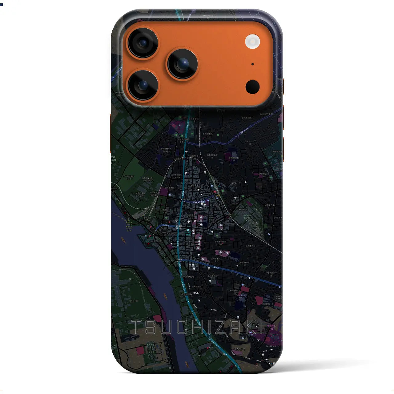 【土崎（秋田県）】地図柄iPhoneケース（バックカバータイプ）