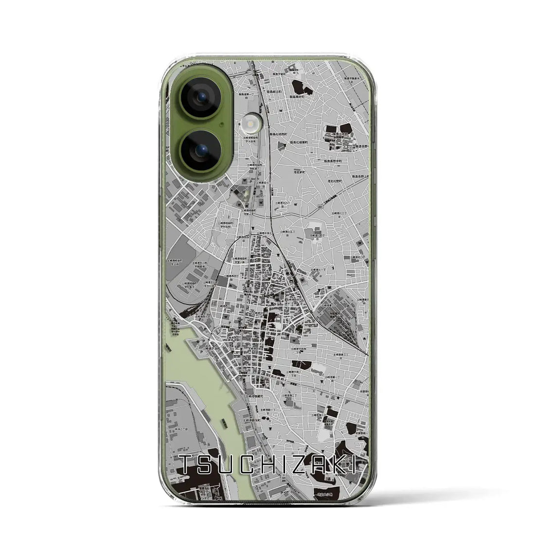 【土崎（秋田県）】地図柄iPhoneケース（クリアタイプ）モノトーン・iPhone 17 Pro Max 用
