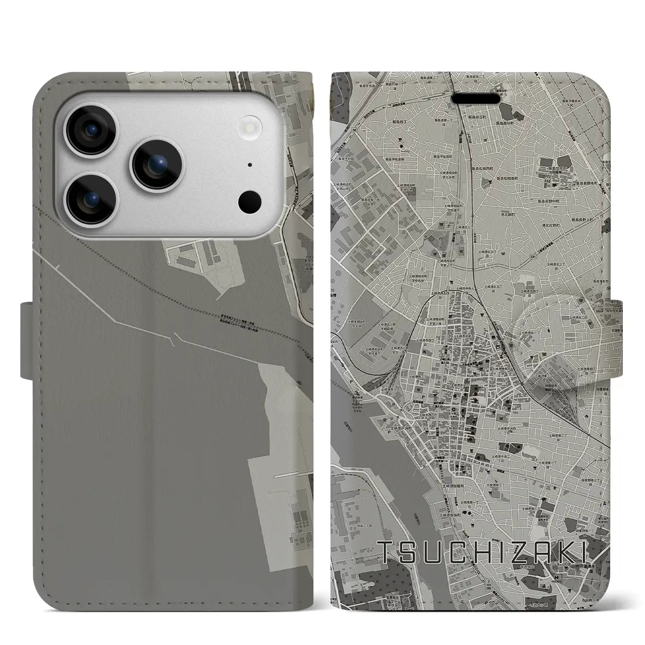 【土崎（秋田県）】地図柄iPhoneケース（手帳タイプ）