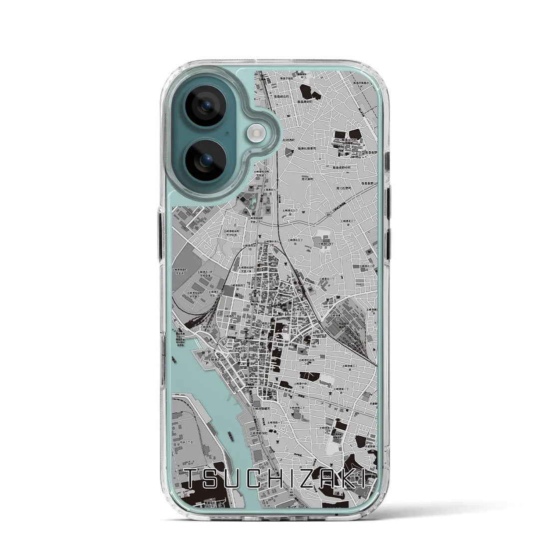 【土崎(秋田県)】地図柄iPhoneケース(MagSafeタイプ)モノトーン・iPhone 16 Pro 用