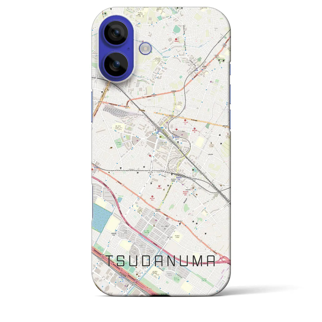 【津田沼(千葉県)】地図柄iPhoneケース(バックカバータイプ)ナチュラル・iPhone 16 Pro Max 用