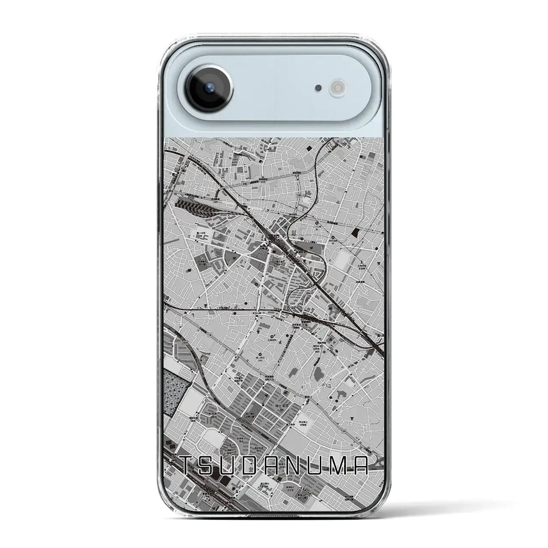 【津田沼（千葉県）】地図柄iPhoneケース（クリアタイプ）モノトーン・iPhone 17 Pro Max 用