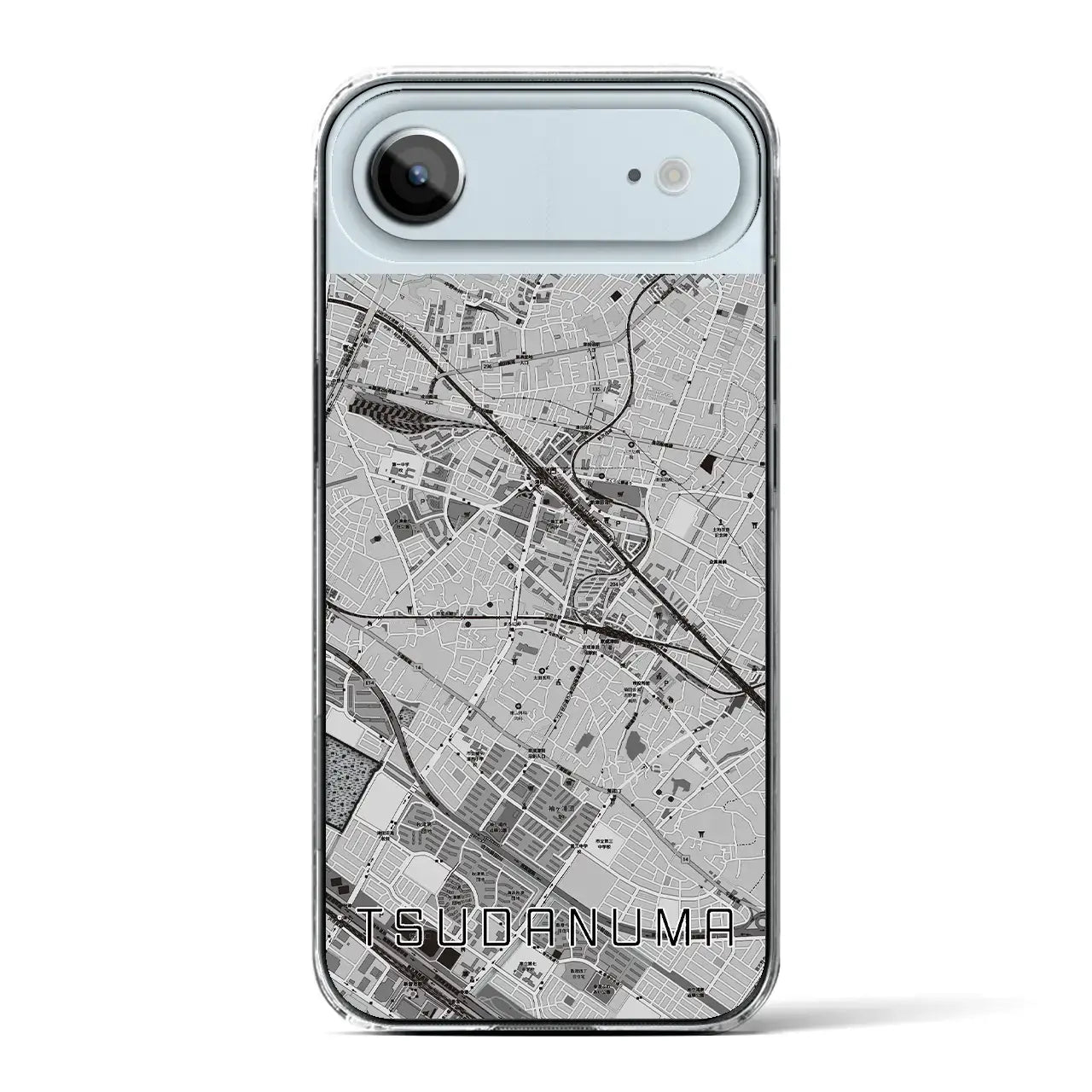 【津田沼（千葉県）】地図柄iPhoneケース（クリアタイプ）モノトーン・iPhone 17 Pro Max 用