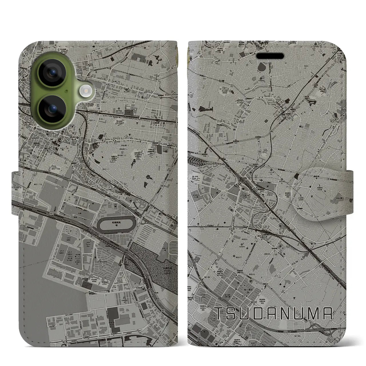 【津田沼（千葉県）】地図柄iPhoneケース（手帳タイプ）