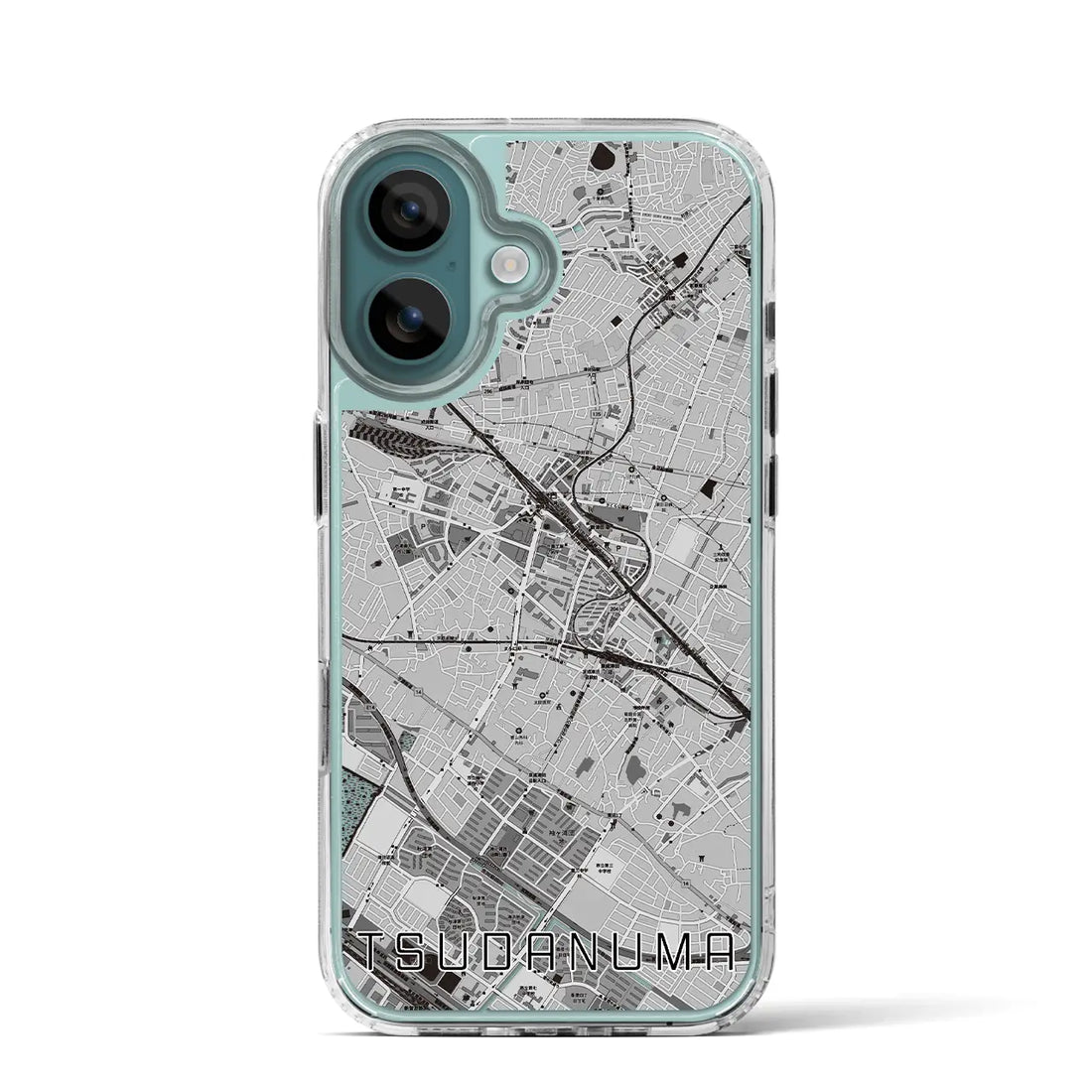【津田沼（千葉県）】地図柄iPhoneケース（MagSafeタイプ）モノトーン・iPhone 16 Pro 用