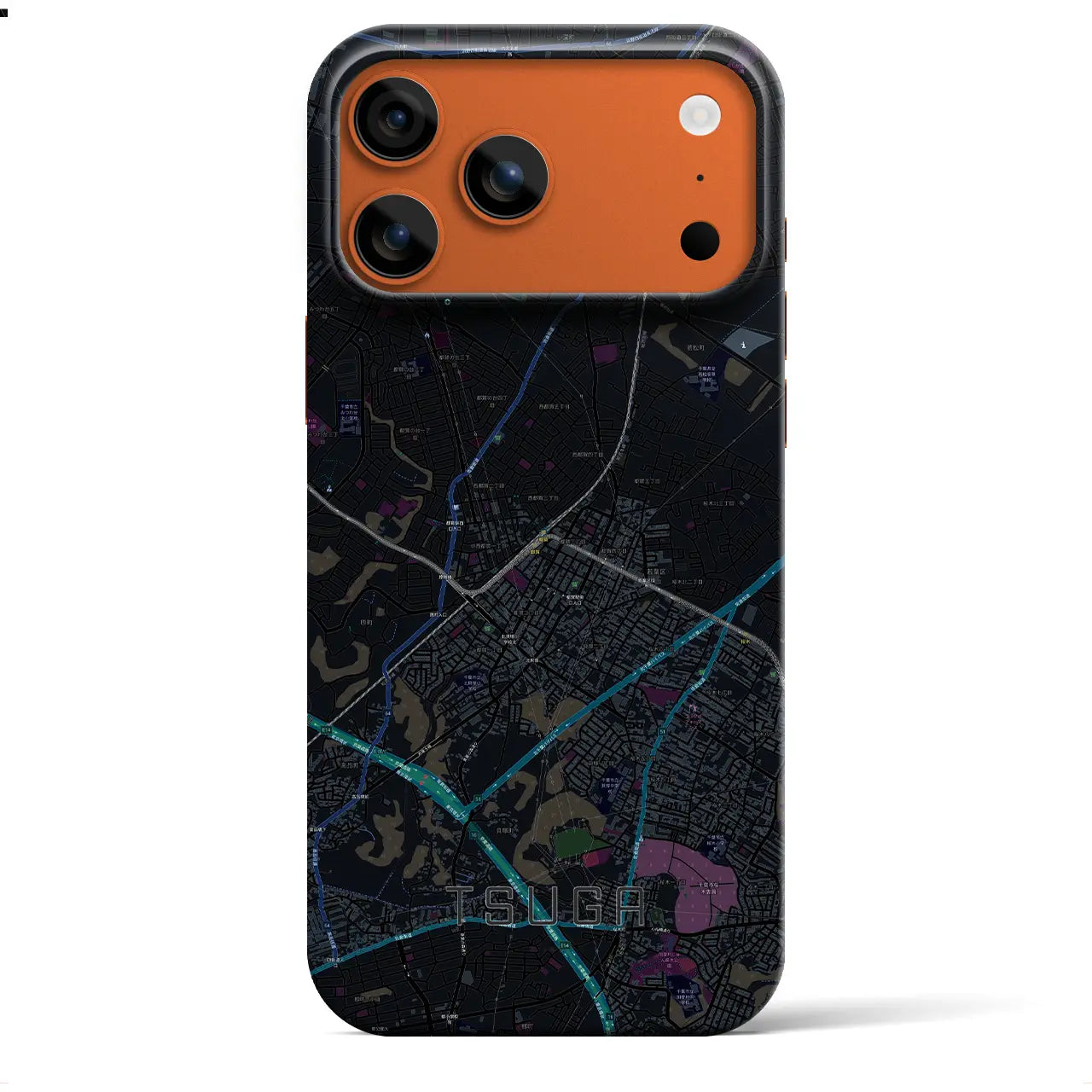 【都賀（千葉県）】地図柄iPhoneケース（バックカバータイプ）