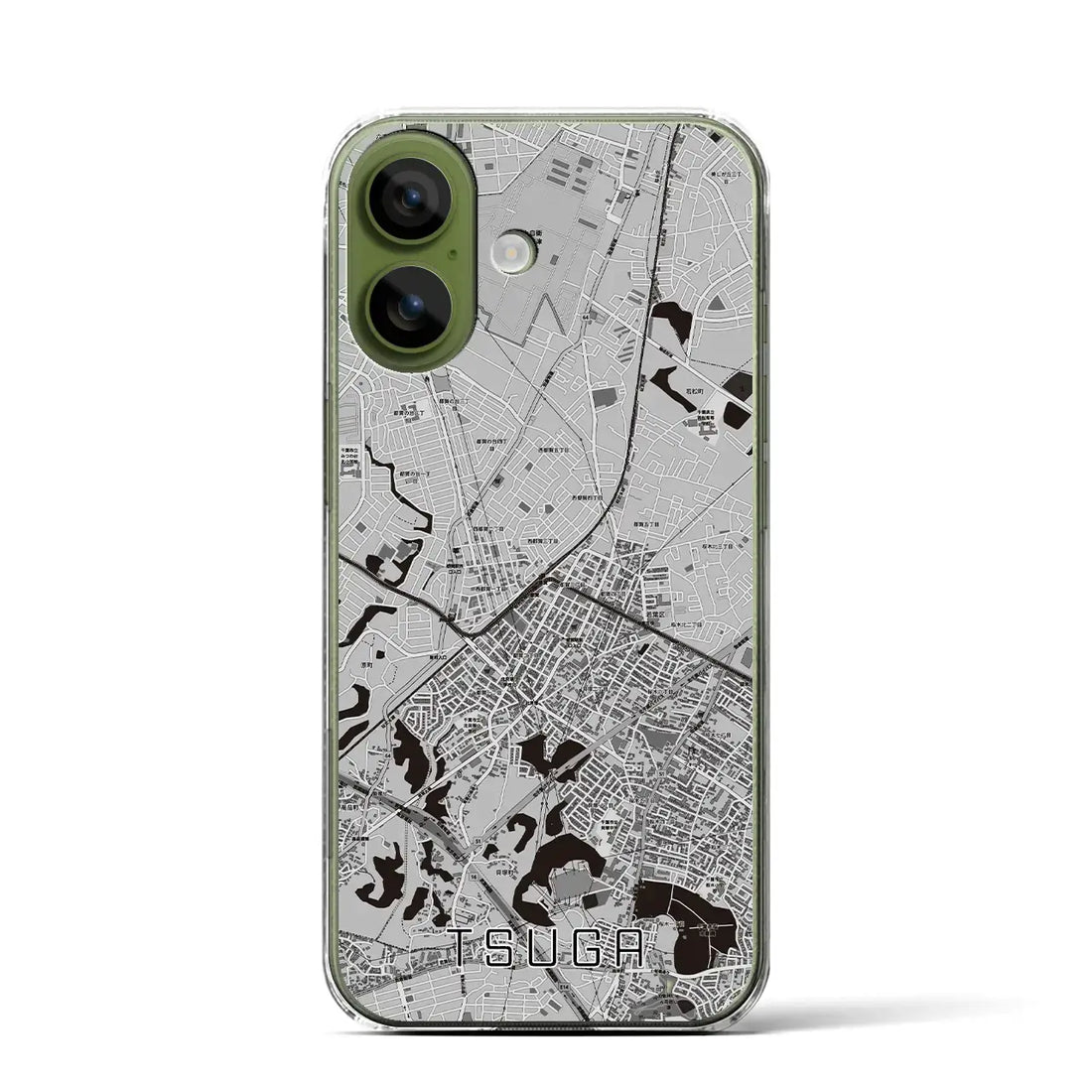 【都賀（千葉県）】地図柄iPhoneケース（クリアタイプ）モノトーン・iPhone 17 Pro Max 用
