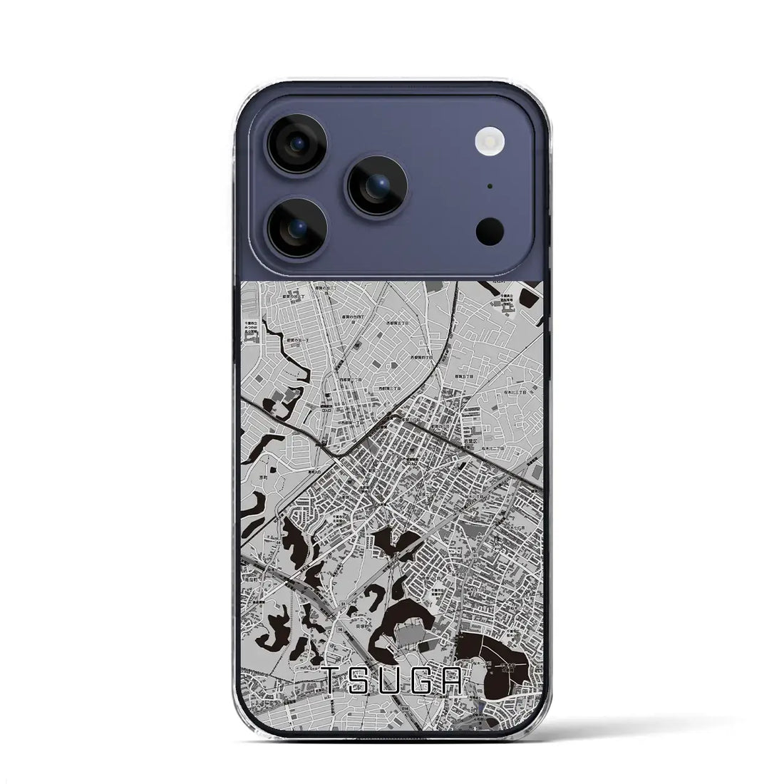 【都賀（千葉県）】地図柄iPhoneケース（クリアタイプ）