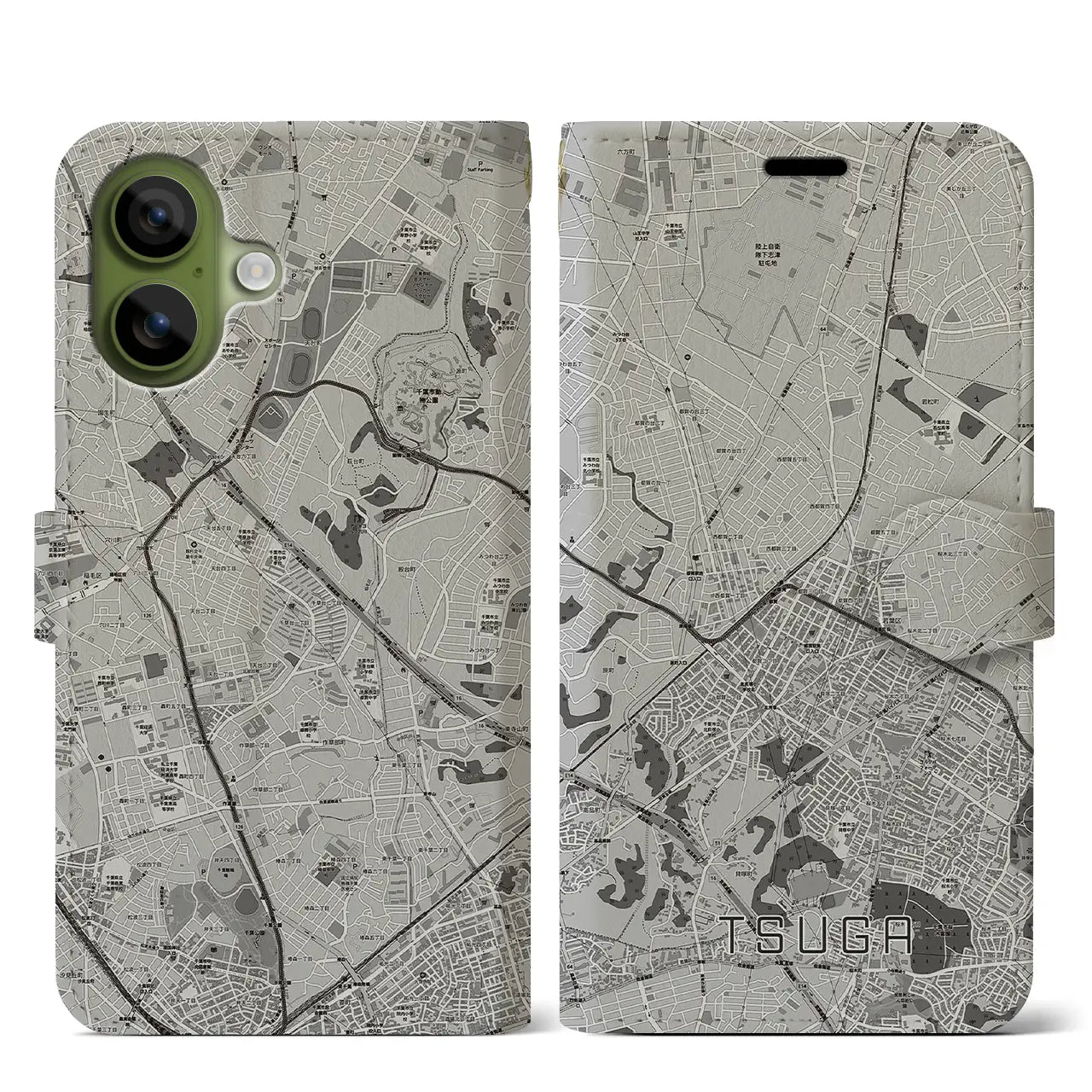 【都賀（千葉県）】地図柄iPhoneケース（手帳タイプ）