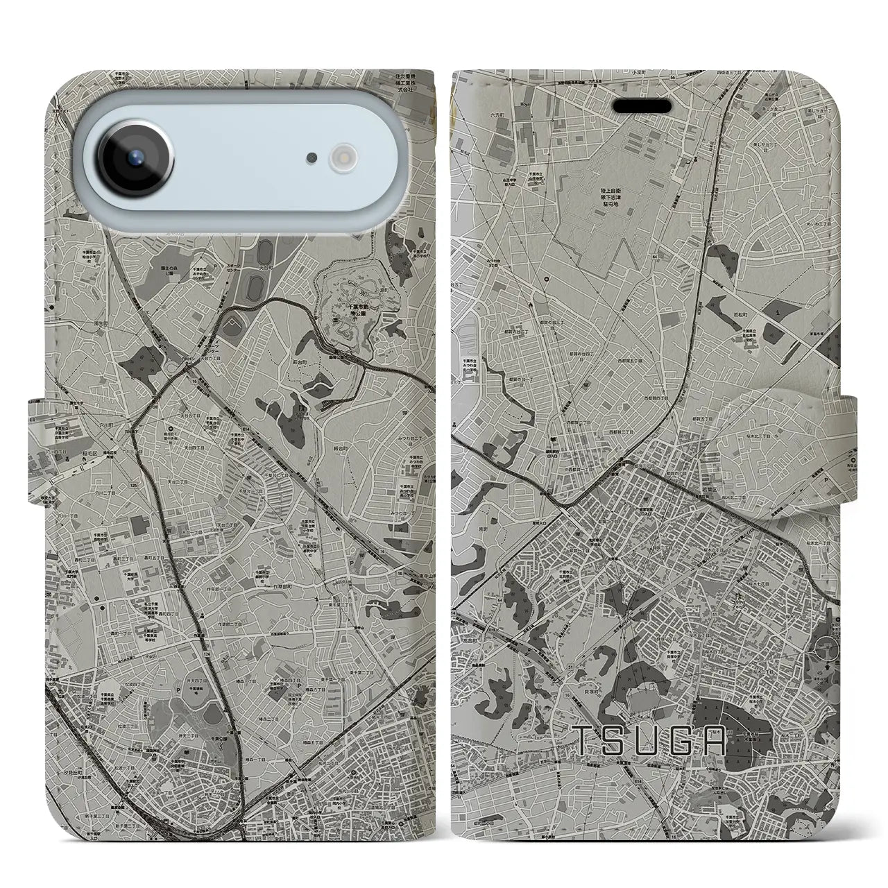 【都賀（千葉県）】地図柄iPhoneケース（手帳タイプ）