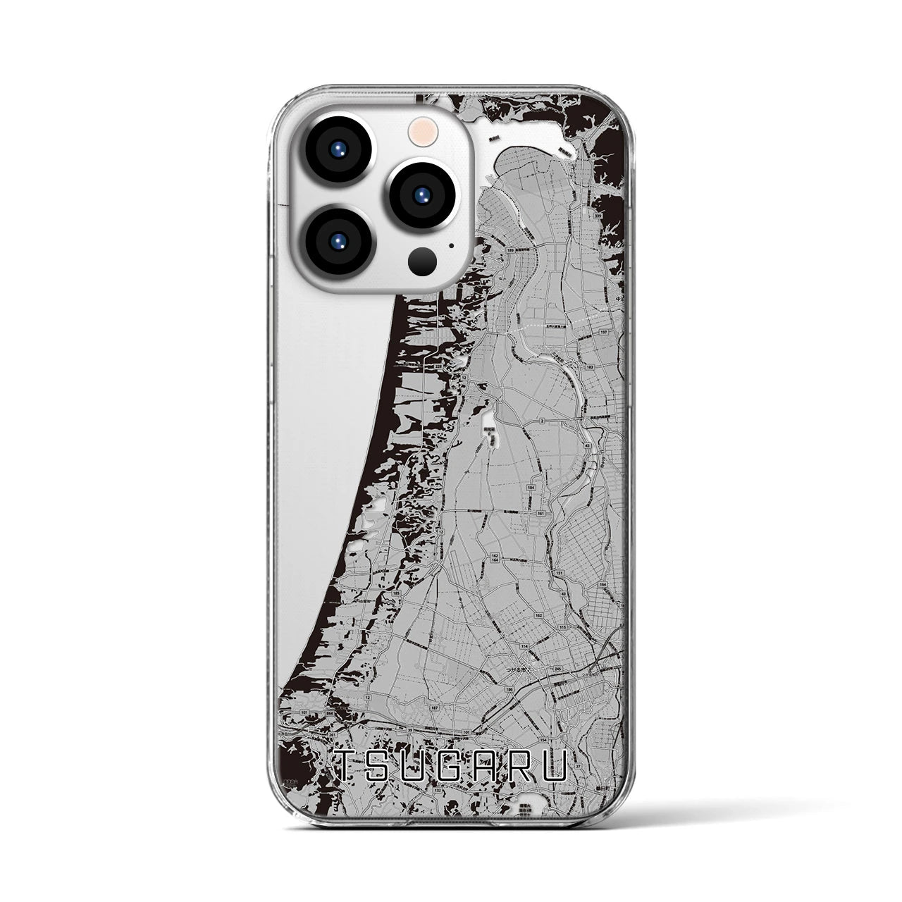 【つがる（青森県）】地図柄iPhoneケース（クリアタイプ）