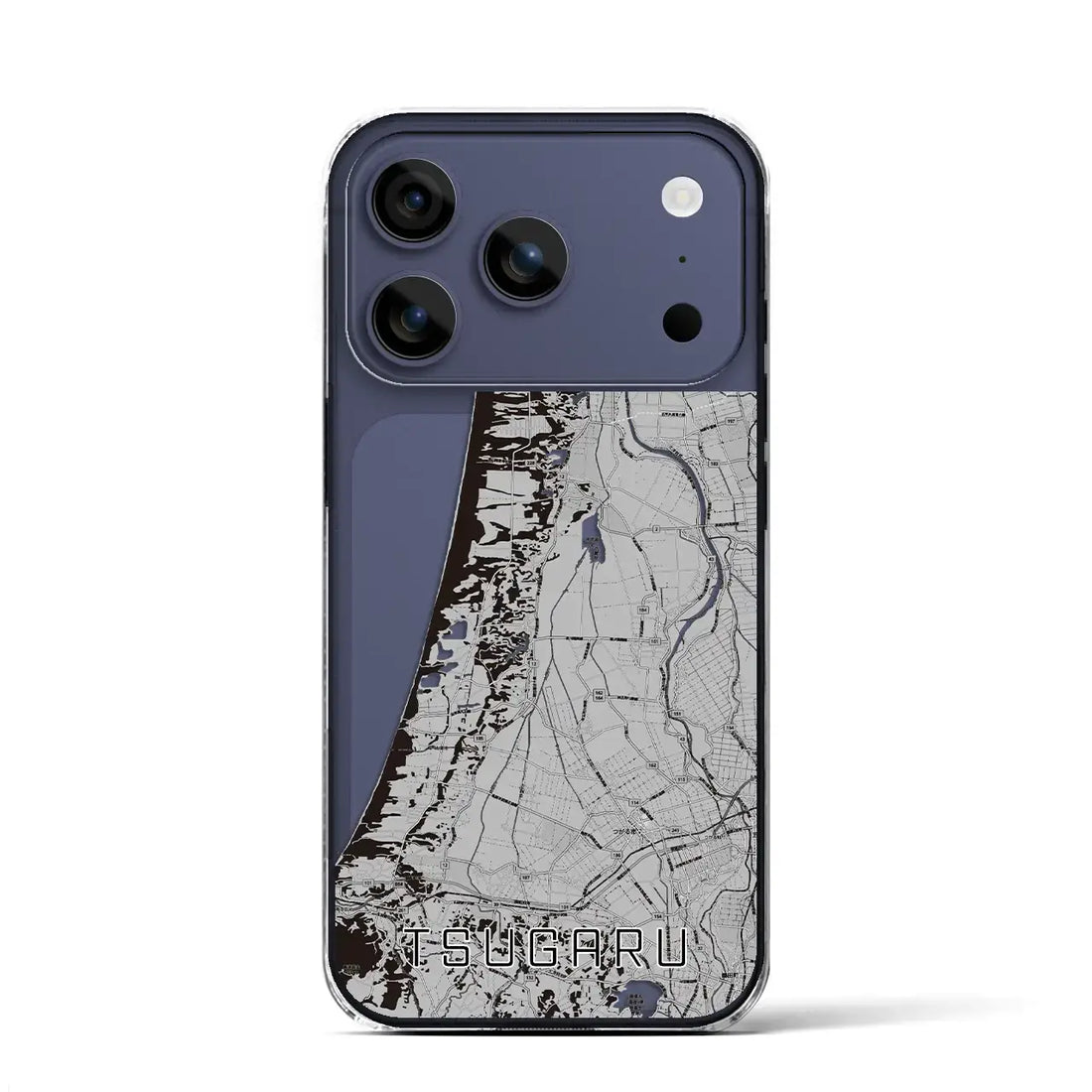 【つがる（青森県）】地図柄iPhoneケース（クリアタイプ）モノトーン・iPhone 17 Pro Max 用